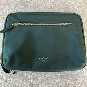 KNOMO LONDON Mayfair 10.5" RFID Tech Organizer Tablet Folio Emerald Green EUC